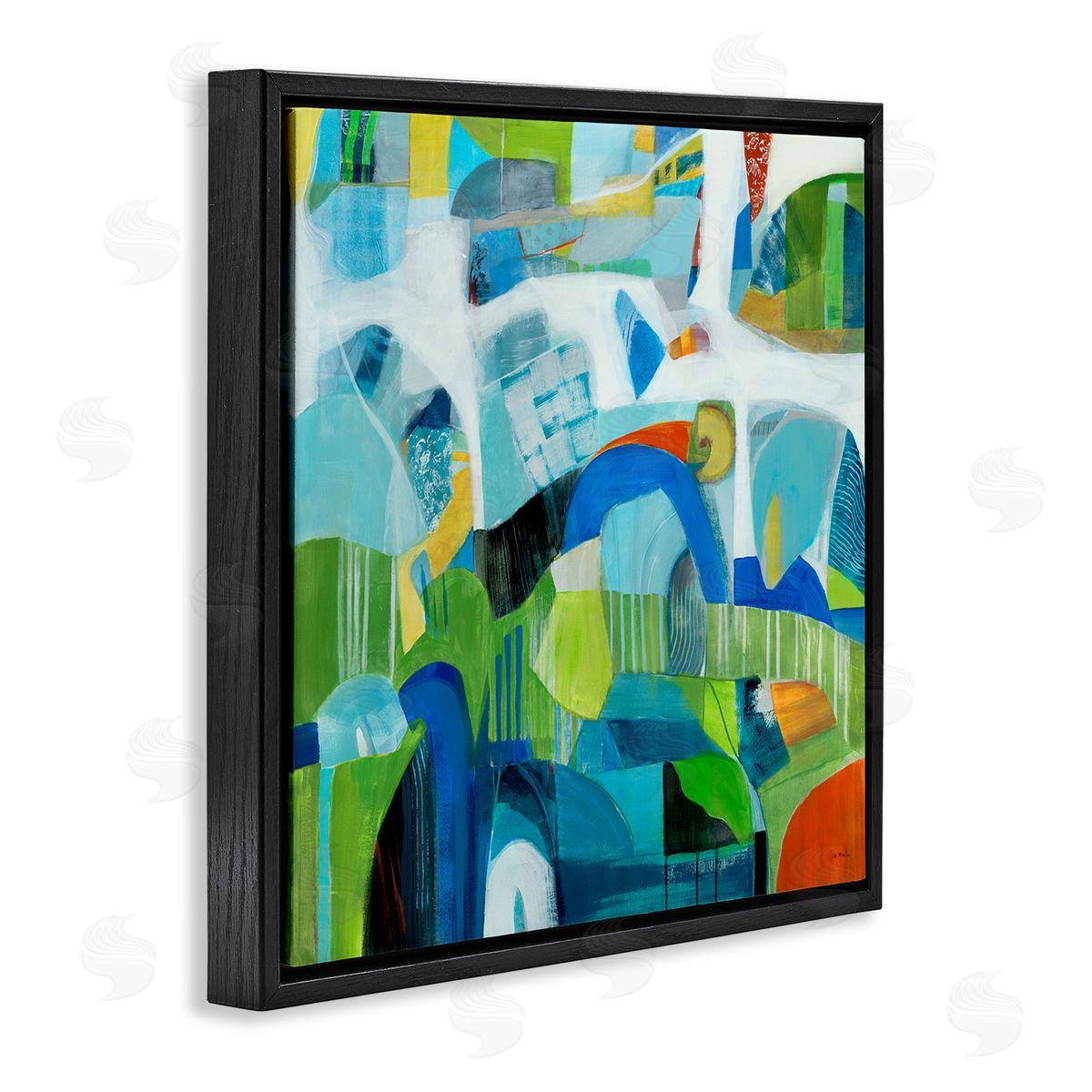 Jill Martin Restless Bright Shapes Black Floating Frame Canvas Wall Art Print