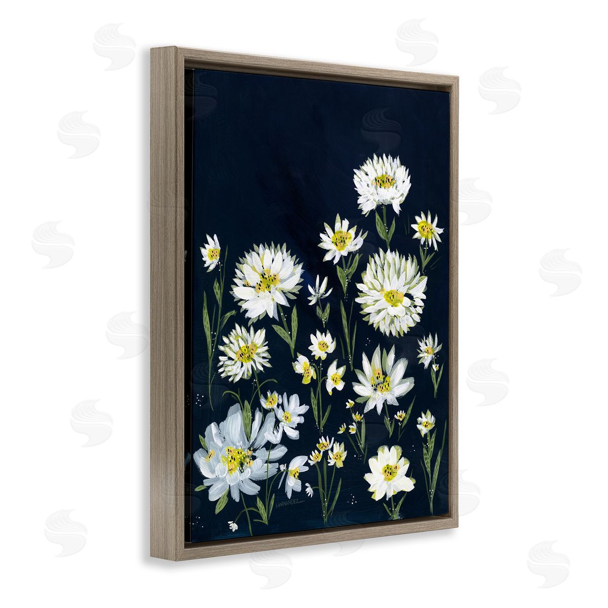 Leeza Hernandez Deep Meadow on Black Brown Floating Frame Canvas Wall Art Print