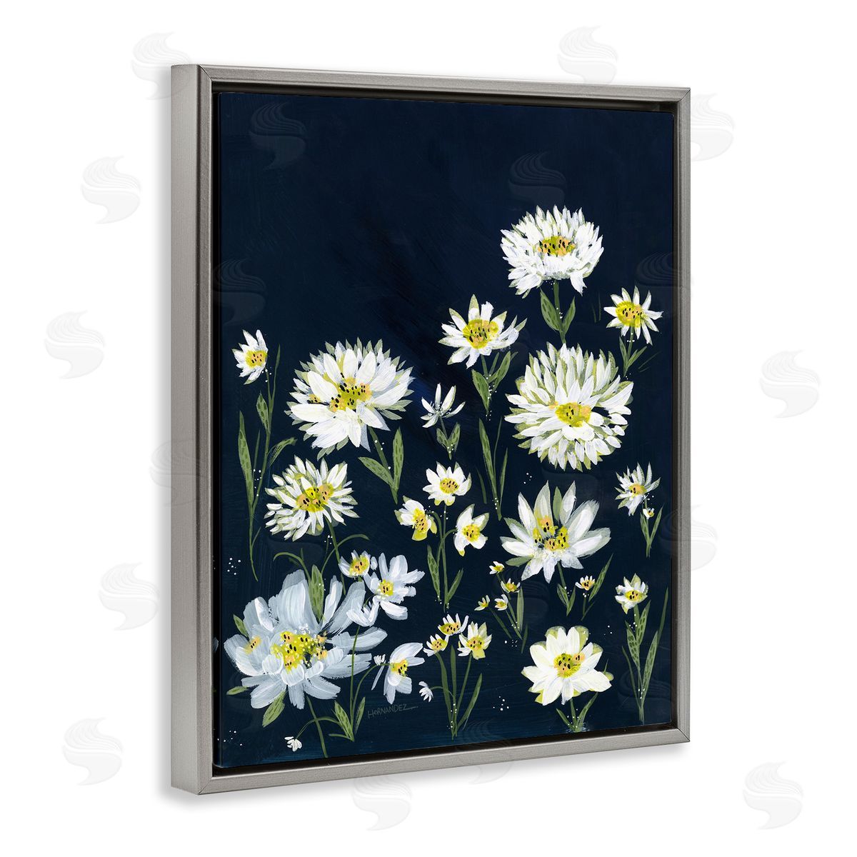 Leeza Hernandez Deep Meadow on Black Gray Floating Frame Canvas Wall Art Print