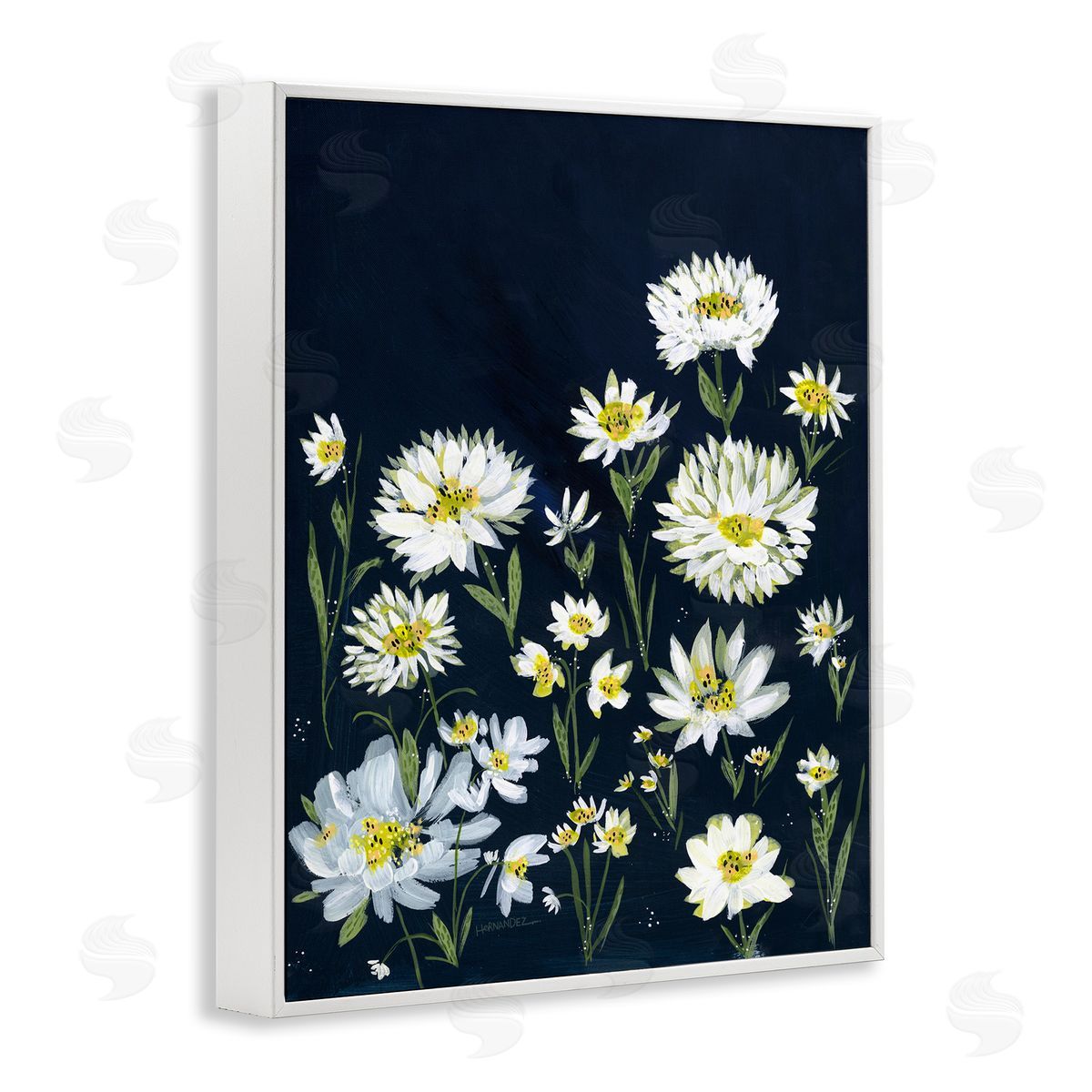 Leeza Hernandez Deep Meadow on Black White Framed Giclee Wall Art Print