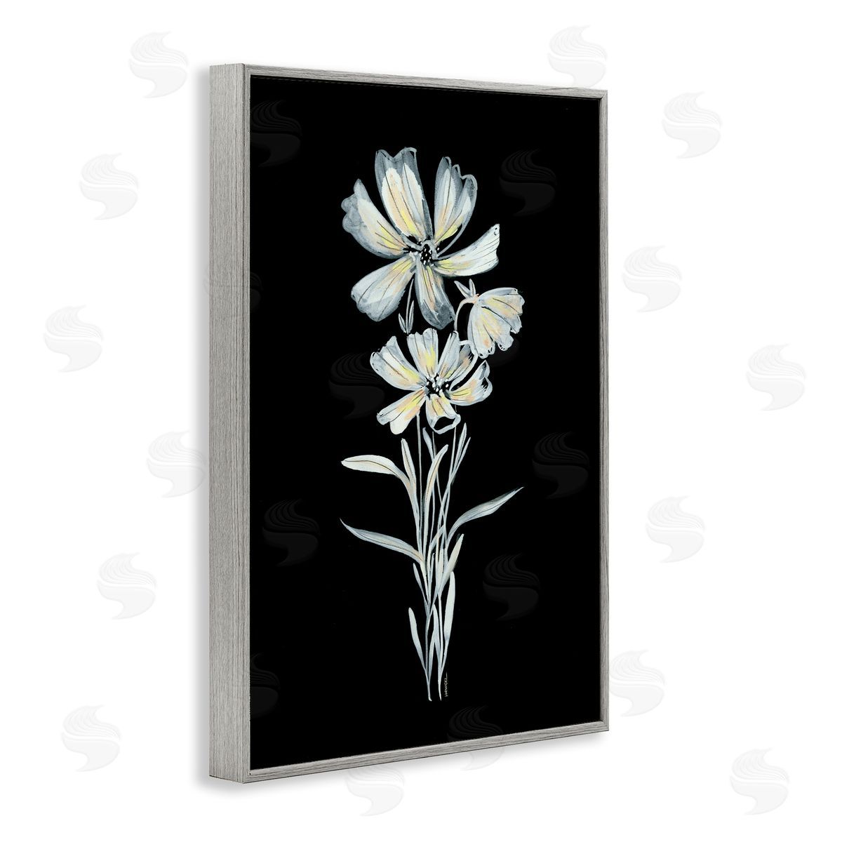 Leeza Hernandez Tall Floral Stems Gray Framed Giclee Wall Art Print