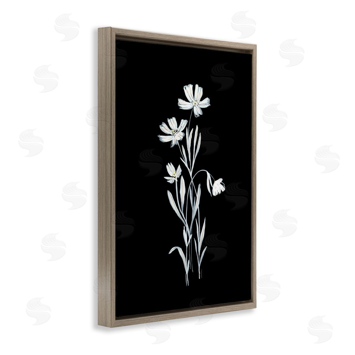 Leeza Hernandez Tall Stems on Black Brown Floating Frame Canvas Wall Art Print