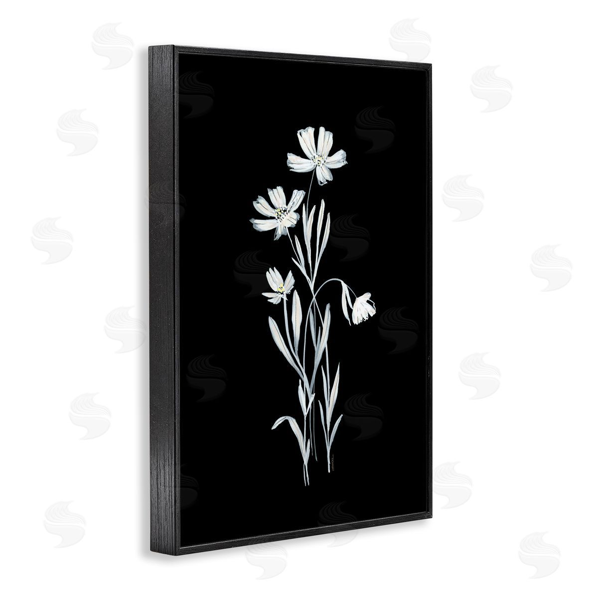 Leeza Hernandez Tall Stems on Black Black Framed Giclee Wall Art Print
