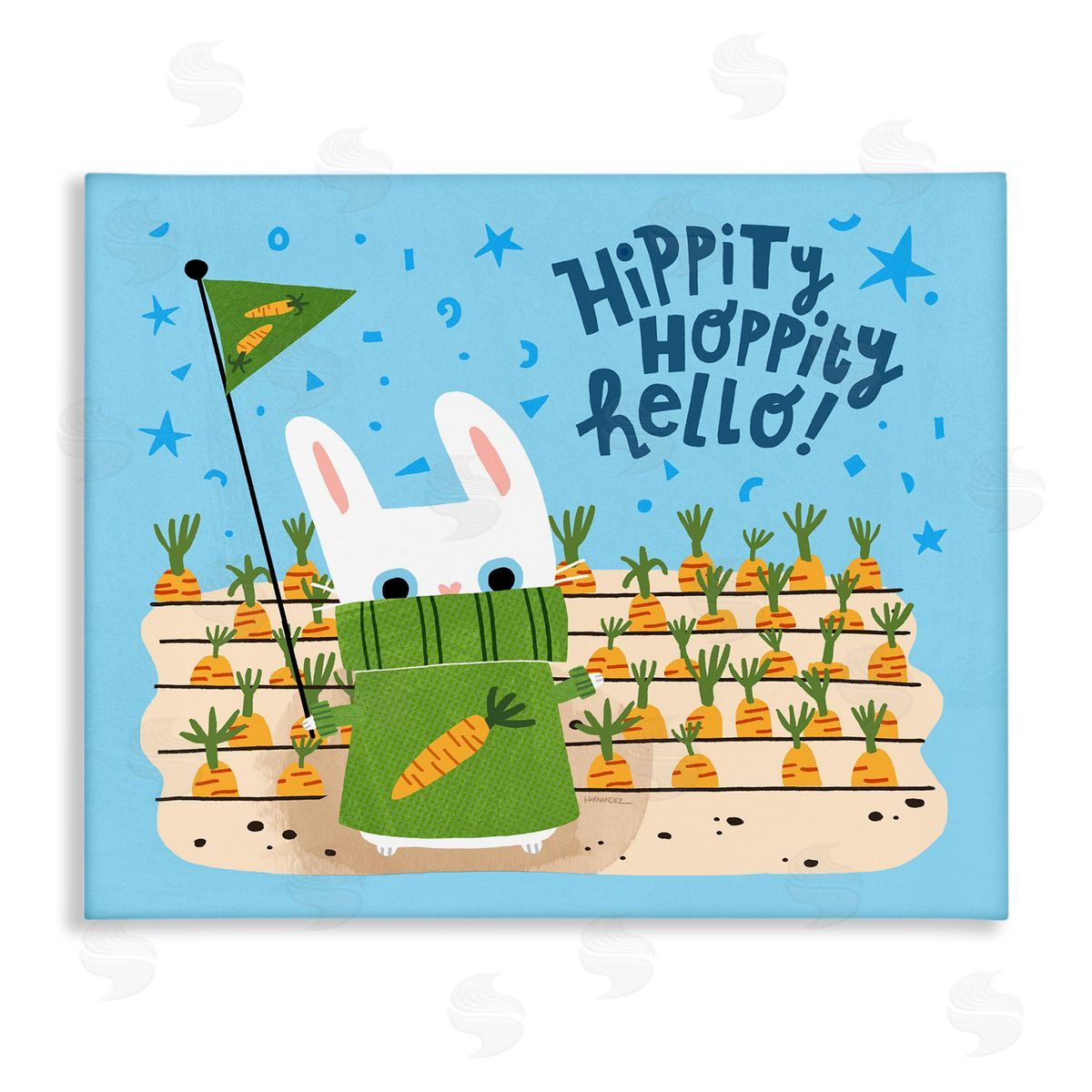 Leeza Hernandez Hippity Hoppity Hello Bunny Canvas Wall Art Print