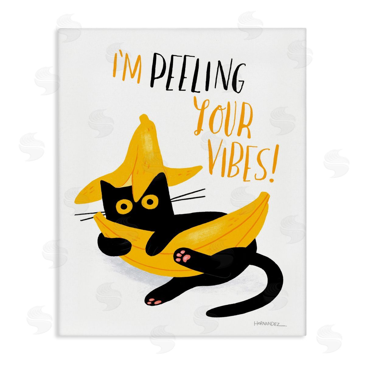 Leeza Hernandez Peeling Your Vibes Cat Canvas Wall Art Print