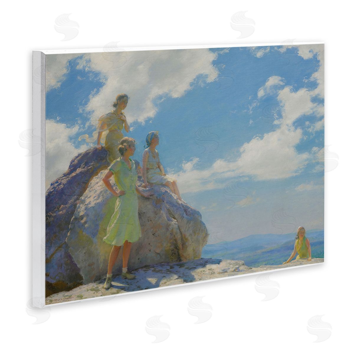 one1000paintings Classical Family by Rocks Wooden Wall Plaque Art Print