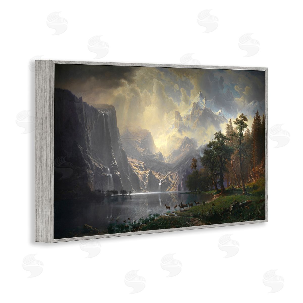 one1000paintings Among Sierra Nevada Mountains Gray Framed Giclee Wall Art Print