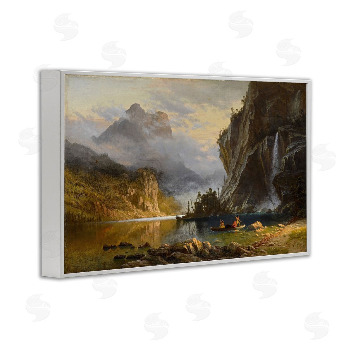 one1000paintings Classical Spear Fishing White Framed Giclee Wall Art Print
