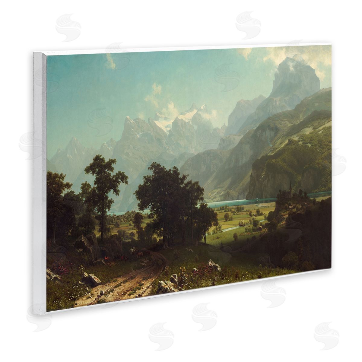 one1000paintings Classical Bierstadt Lake Lucerne Wooden Wall Plaque Art Print