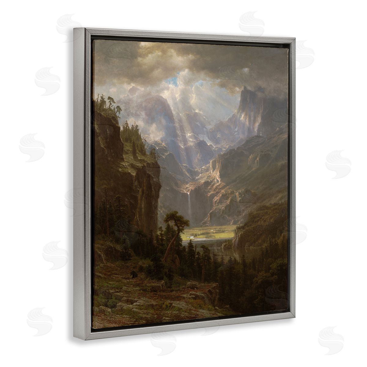 one1000paintings Classic Bierstadt Rocky Mountains Gray Floating Frame Canvas Wall Art Print