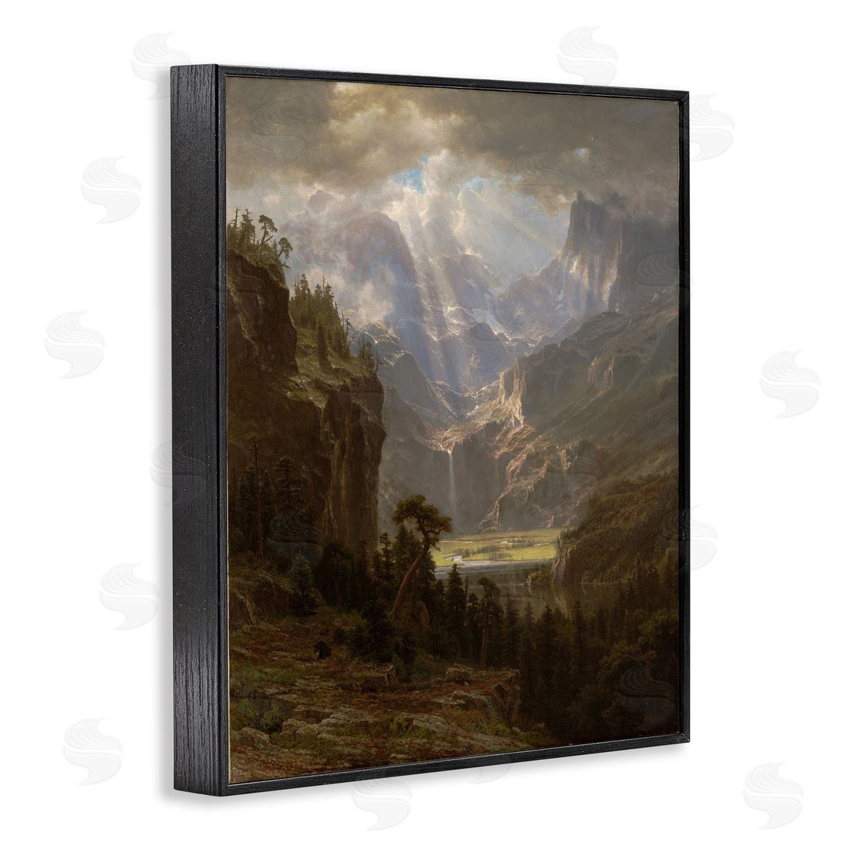 one1000paintings Classic Bierstadt Rocky Mountains Black Framed Giclee Wall Art Print