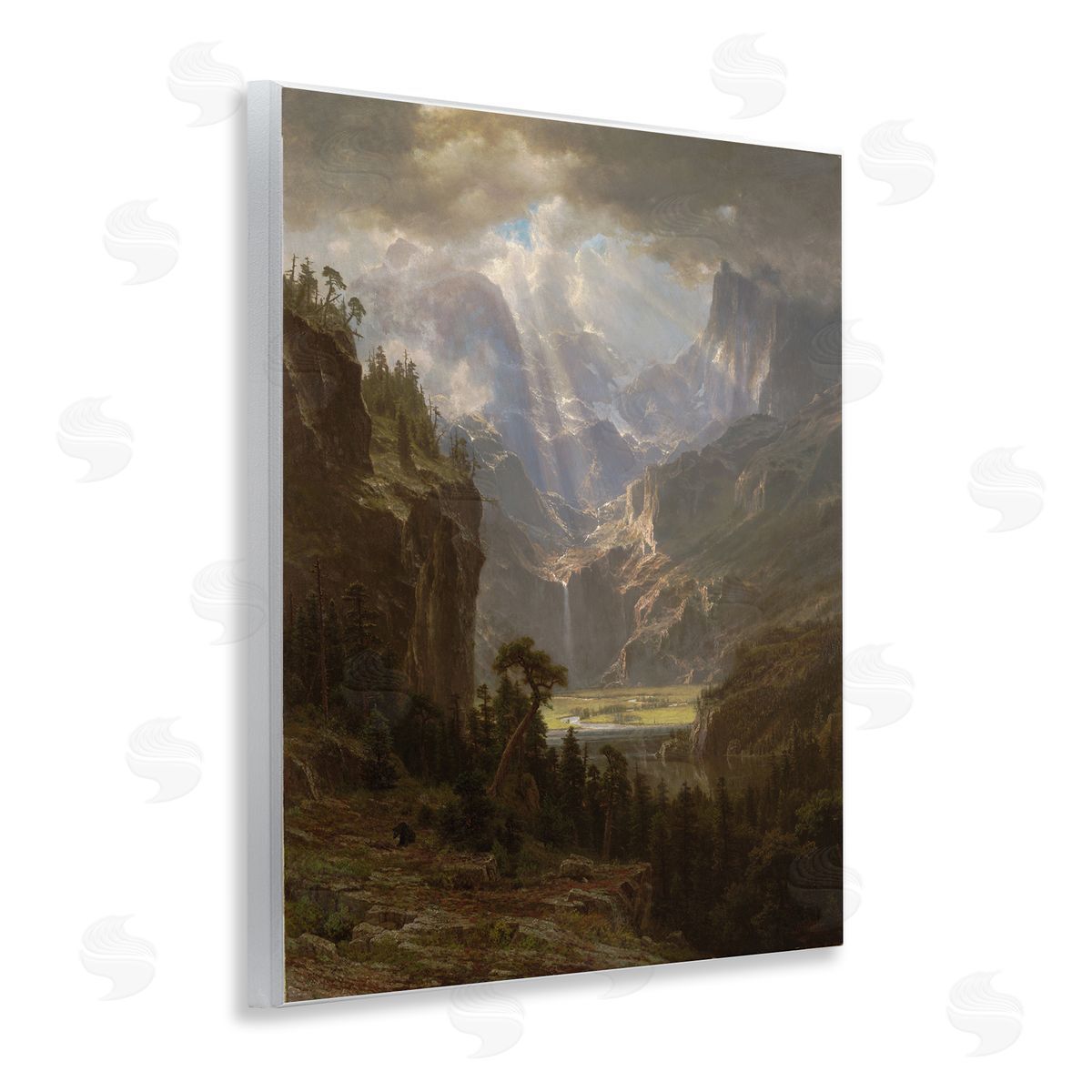 one1000paintings Classic Bierstadt Rocky Mountains Wooden Wall Plaque Art Print