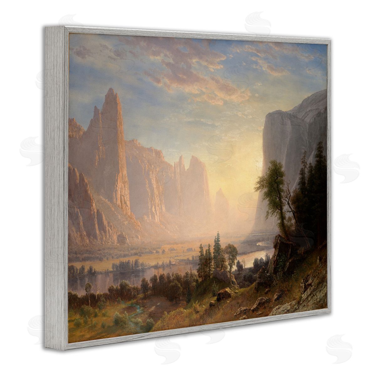 one1000paintings Classic Bierstadt Valley of Yosemite Gray Framed Giclee Wall Art Print