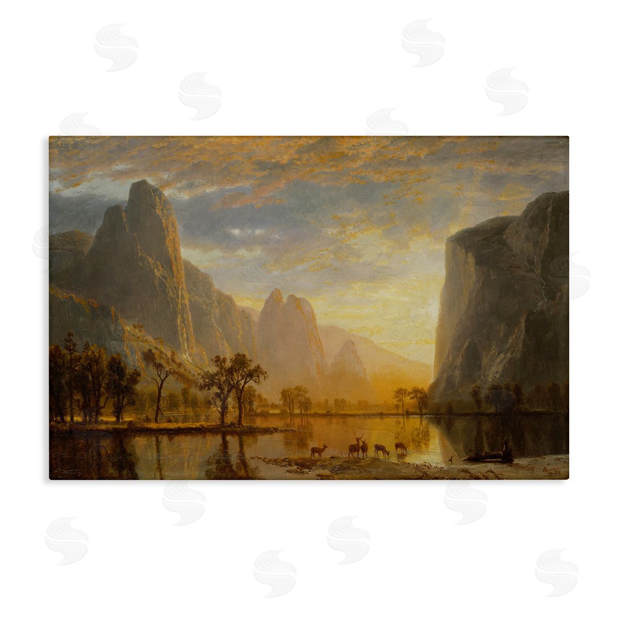 one1000paintings Classic Bierstadt Yosemite Landscape Canvas Wall Art Print