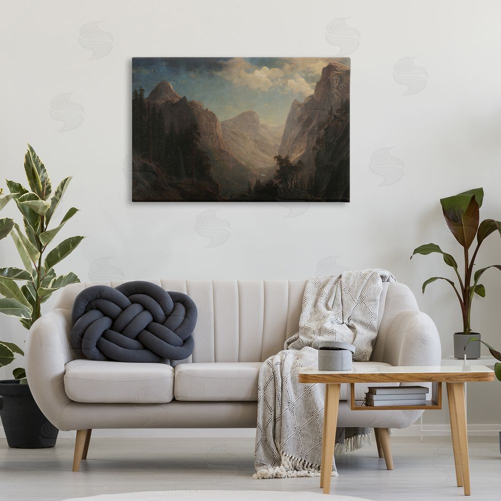 one1000paintings Classic Bierstadt Valley Landscape Canvas Wall Art Print in Room