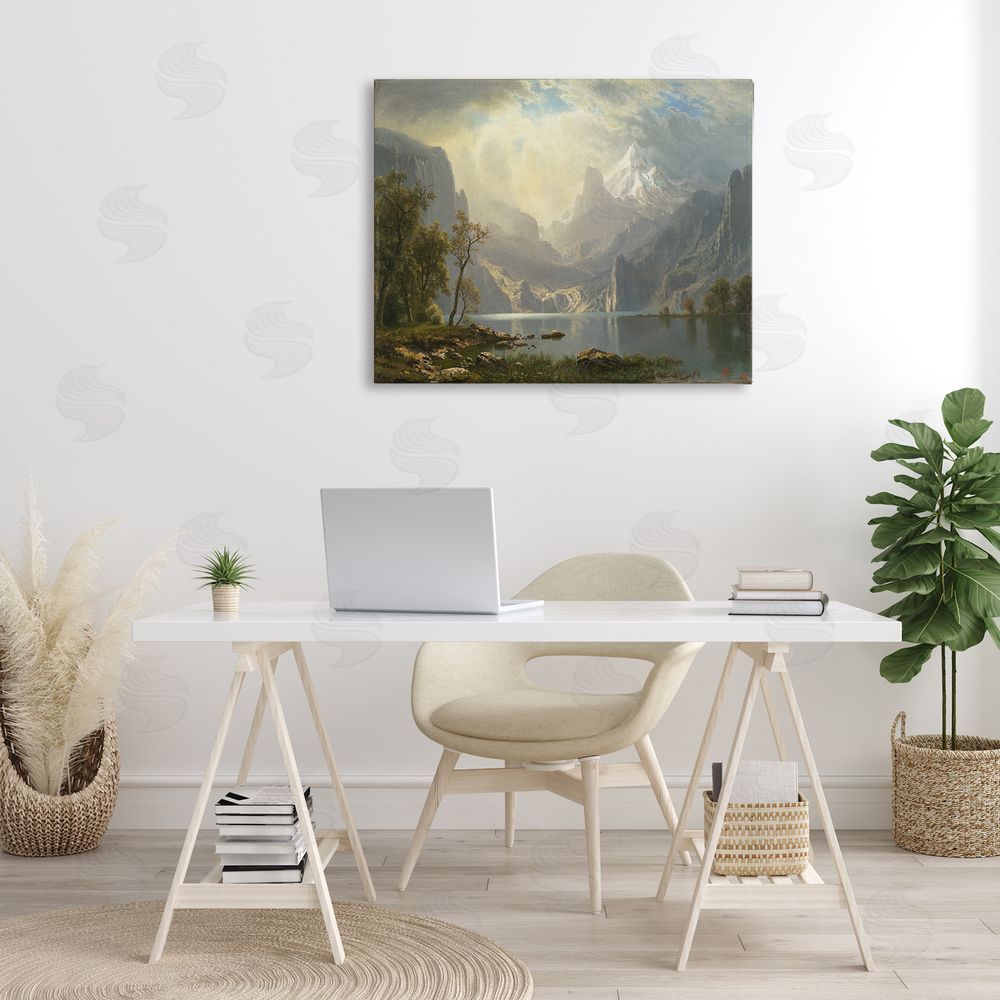one1000paintings Classic Bierstadt View on Mountain Canvas Wall Art Print in Room