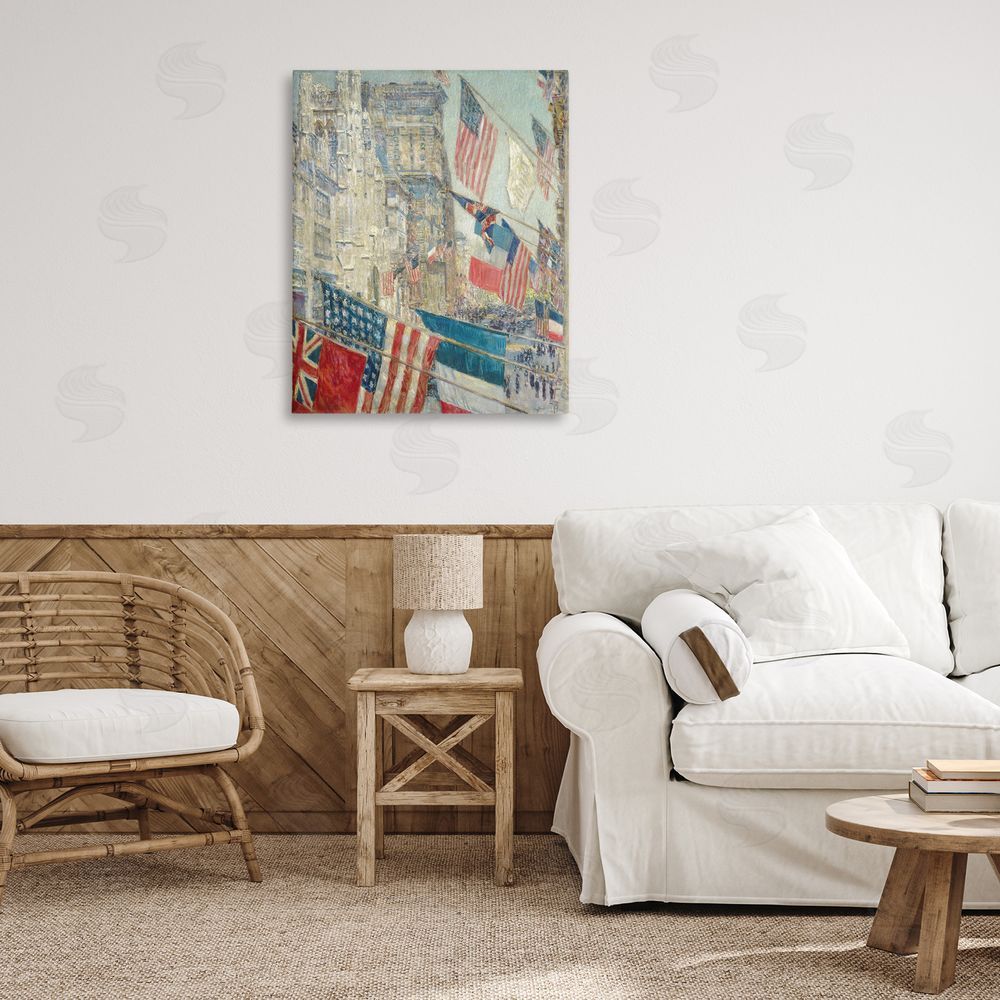 one1000paintings Classic Americana Flags Canvas Wall Art Print in Room