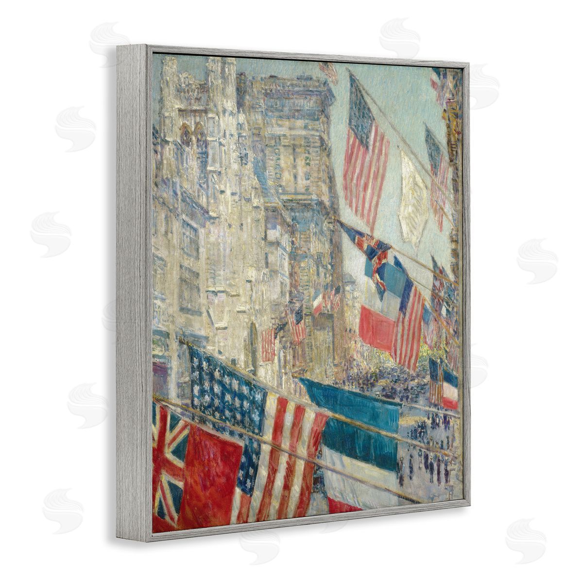 one1000paintings Classic Americana Flags Gray Framed Giclee Wall Art Print