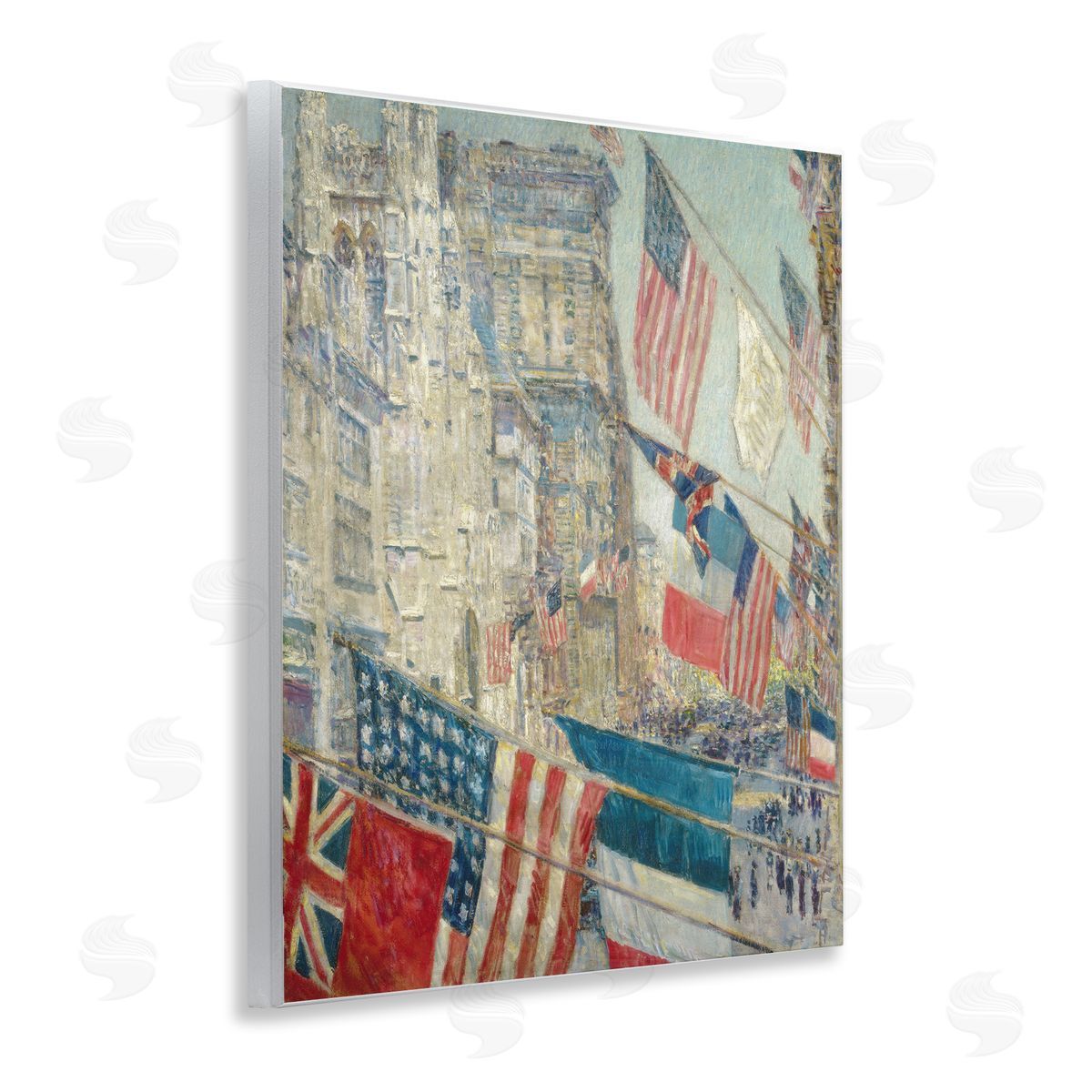 one1000paintings Classic Americana Flags Wooden Wall Plaque Art Print