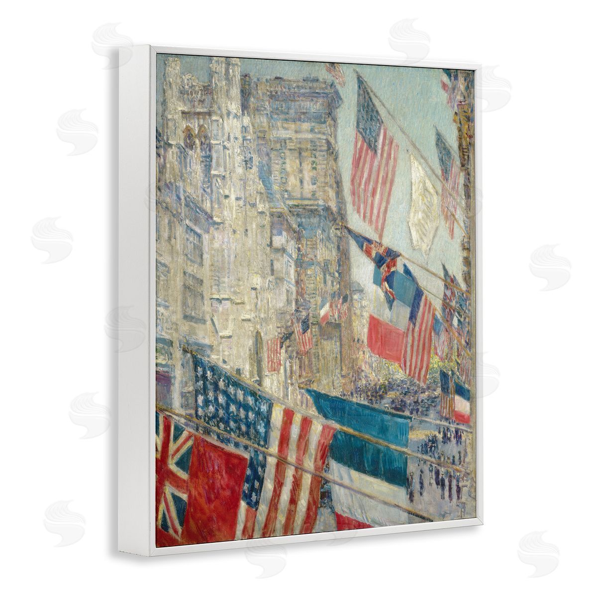 one1000paintings Classic Americana Flags White Framed Giclee Wall Art Print