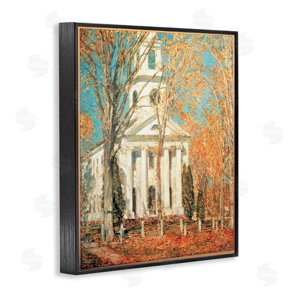 one1000paintings Classic Church At Old Lyme Black Framed Giclee Wall Art Print