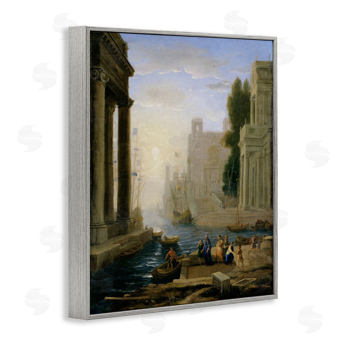 one1000paintings Classic Claude Landscape Gray Framed Giclee Wall Art Print