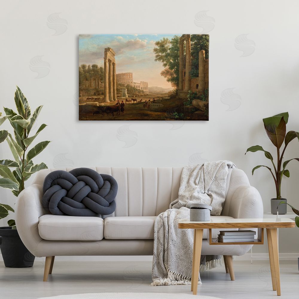 one1000paintings Classic Claud Ruins of Roman Forum Canvas Wall Art Print in Room