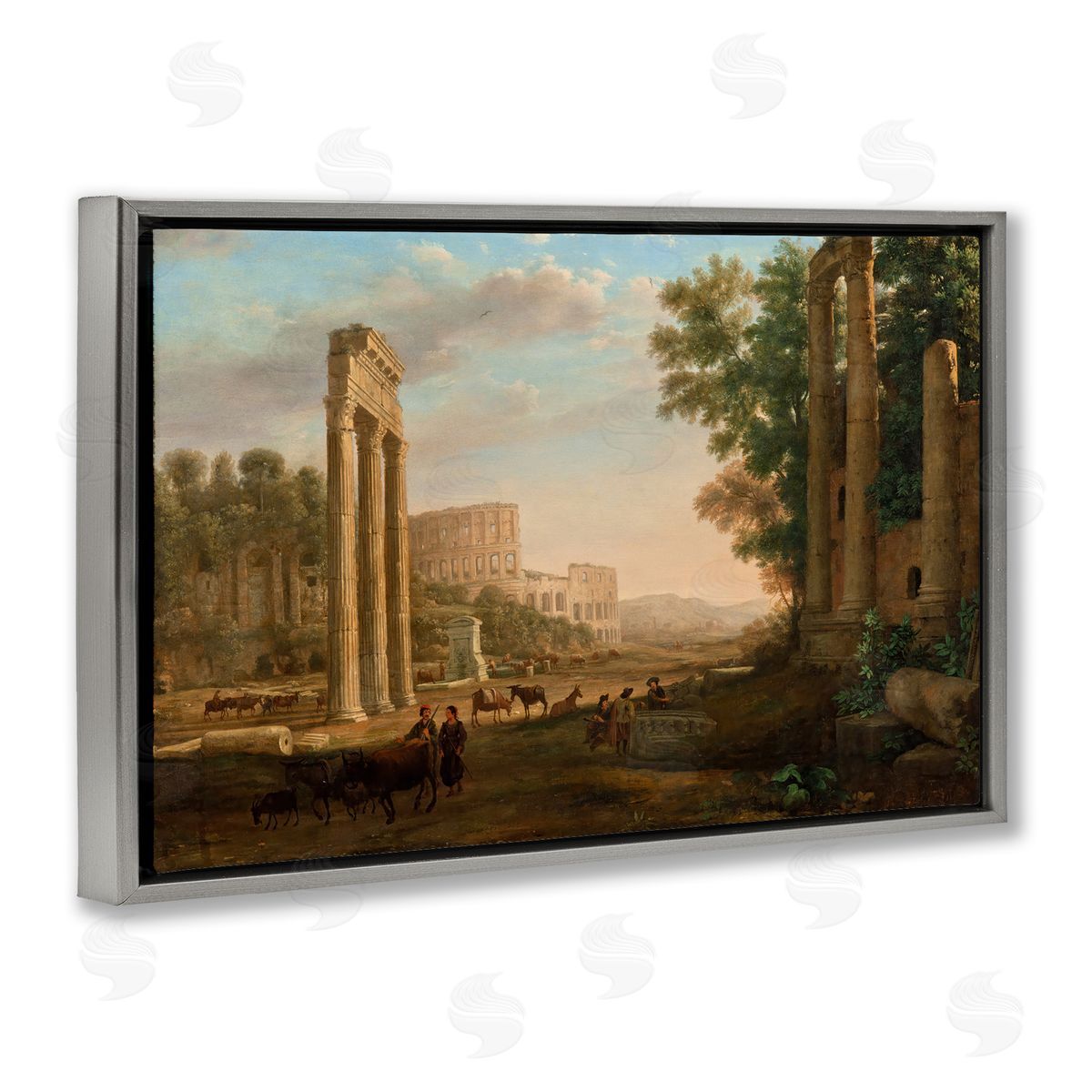 one1000paintings Classic Claud Ruins of Roman Forum Gray Floating Frame Canvas Wall Art Print