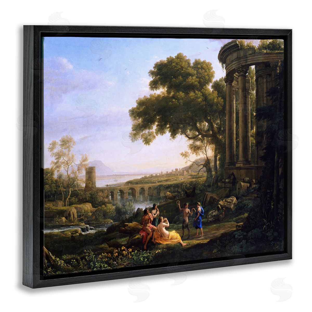 one1000paintings Classic Nymph & Satyr Dancing Black Floating Frame Canvas Wall Art Print