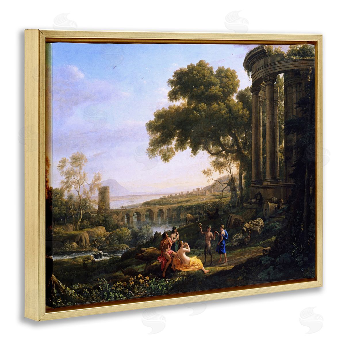 one1000paintings Classic Nymph & Satyr Dancing Gold Floating Frame Canvas Wall Art Print