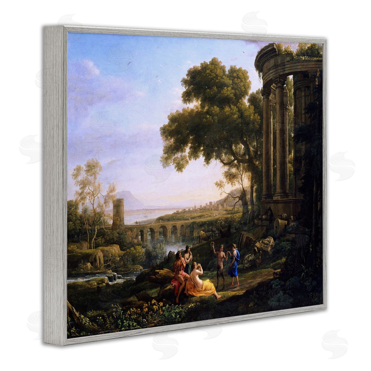 one1000paintings Classic Nymph & Satyr Dancing Gray Framed Giclee Wall Art Print