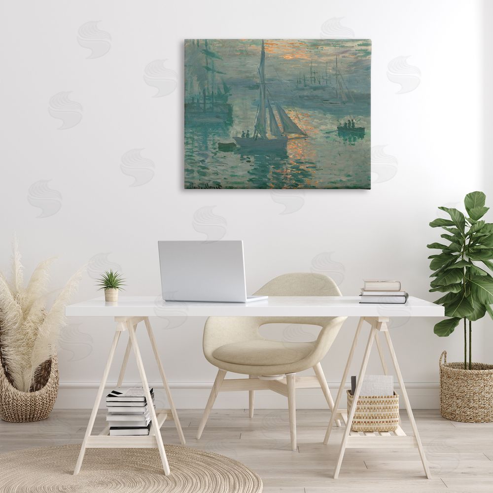 one1000paintings Classic Monet Marine Sunrise Canvas Wall Art Print in Room