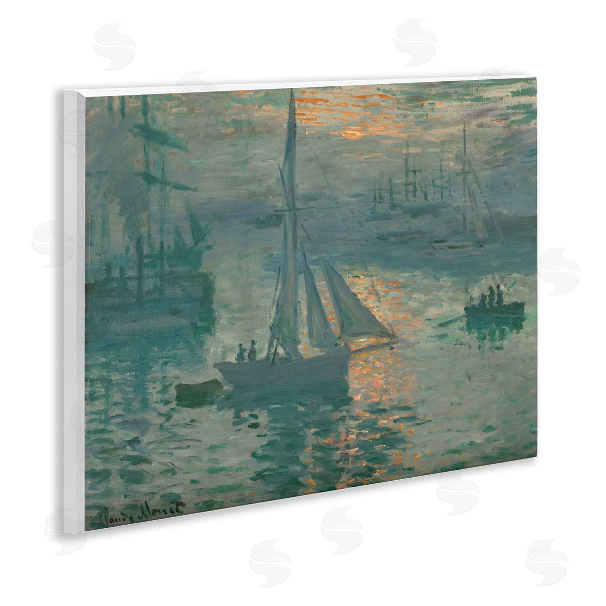 one1000paintings Classic Monet Marine Sunrise Wooden Wall Plaque Art Print