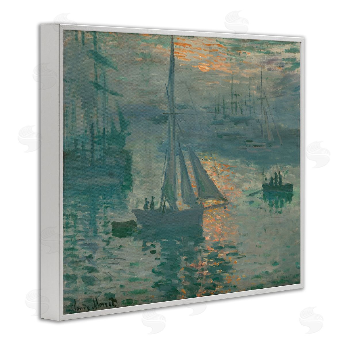 one1000paintings Classic Monet Marine Sunrise White Framed Giclee Wall Art Print