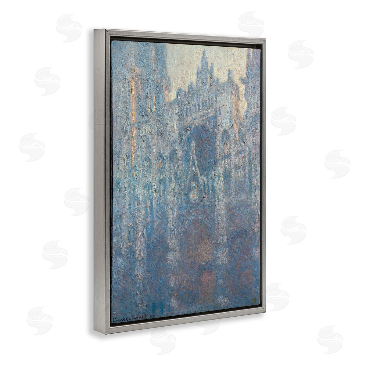 one1000paintings Classic Monet Cathedral in Morning Gray Floating Frame Canvas Wall Art Print