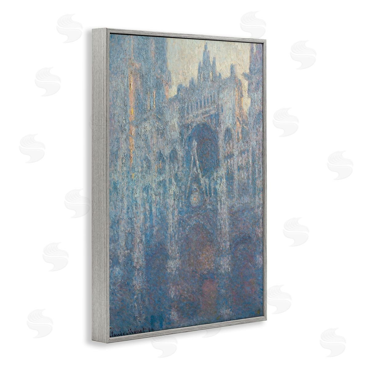 one1000paintings Classic Monet Cathedral in Morning Gray Framed Giclee Wall Art Print