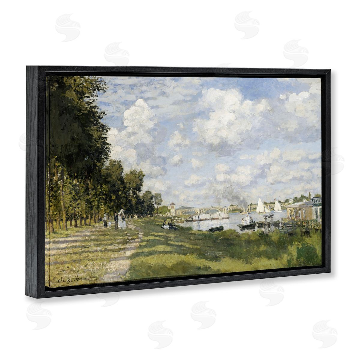 one1000paintings Classic Monet Bassin d'Argenteuil Black Floating Frame Canvas Wall Art Print
