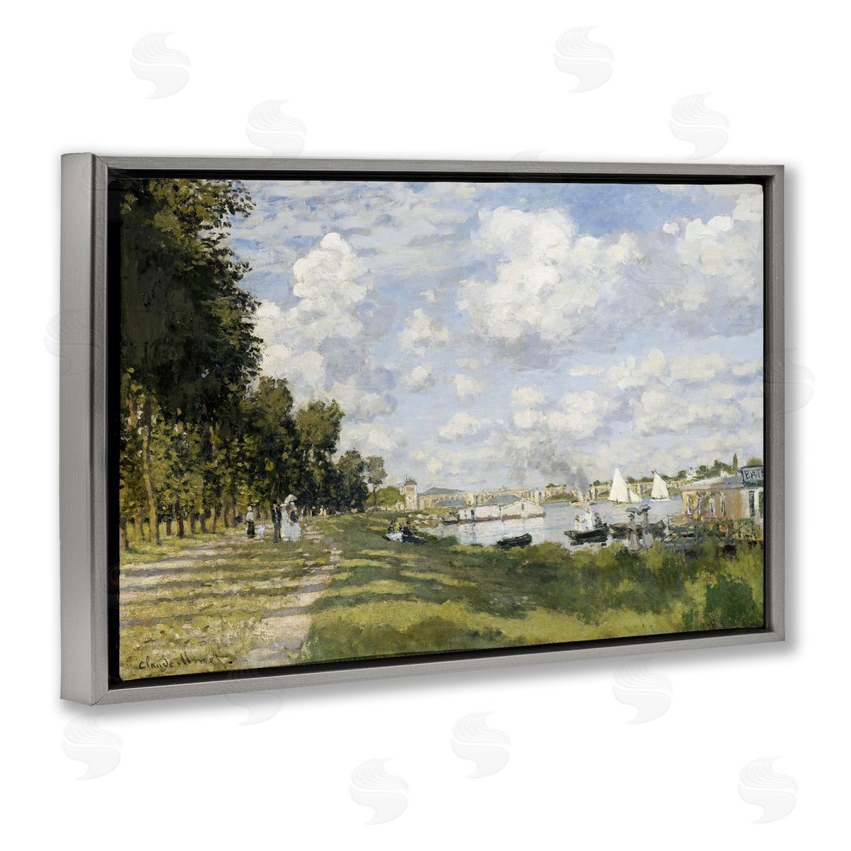 one1000paintings Classic Monet Bassin d'Argenteuil Gray Floating Frame Canvas Wall Art Print