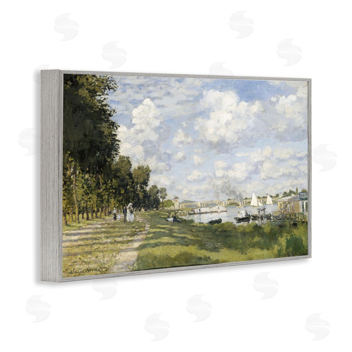 one1000paintings Classic Monet Bassin d'Argenteuil Gray Framed Giclee Wall Art Print