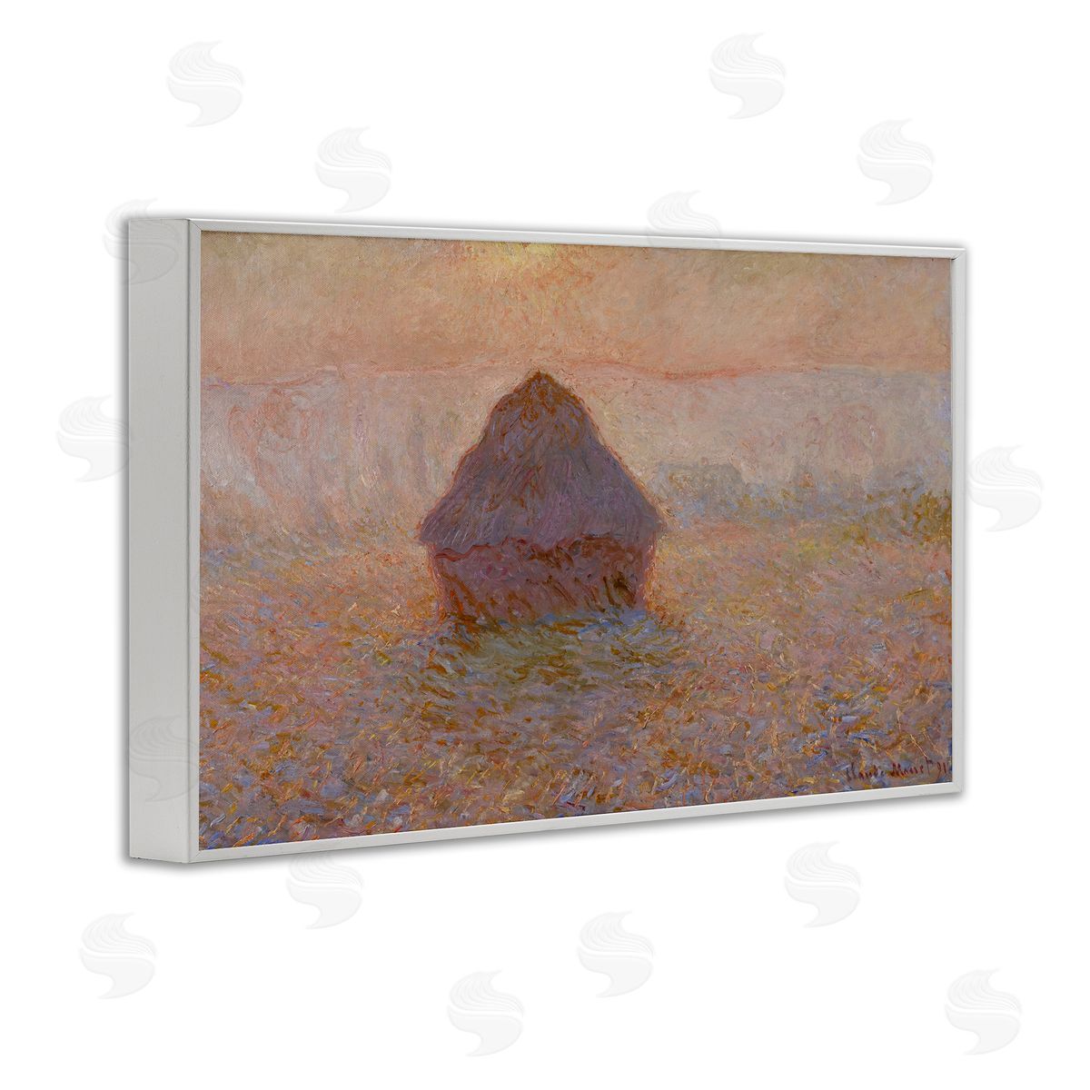one1000paintings Classical Monet Grainstack White Framed Giclee Wall Art Print