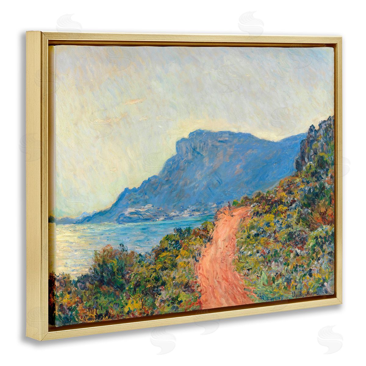 one1000paintings Classic Monet Mountain Landscape Gold Floating Frame Canvas Wall Art Print