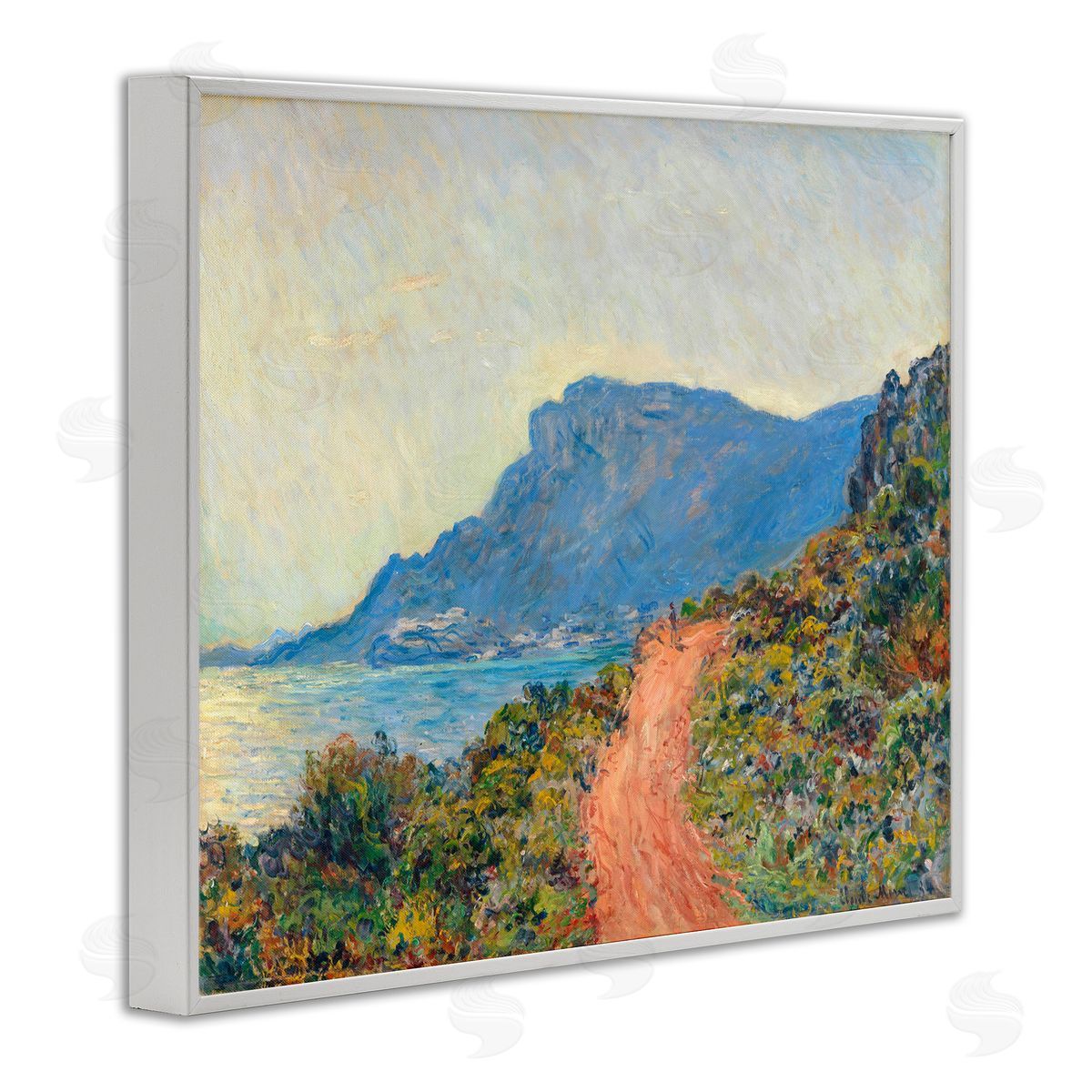 one1000paintings Classic Monet Mountain Landscape White Framed Giclee Wall Art Print