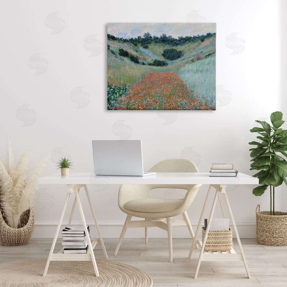 one1000paintings Classic Poppy Field in Hollow Canvas Wall Art Print in Room