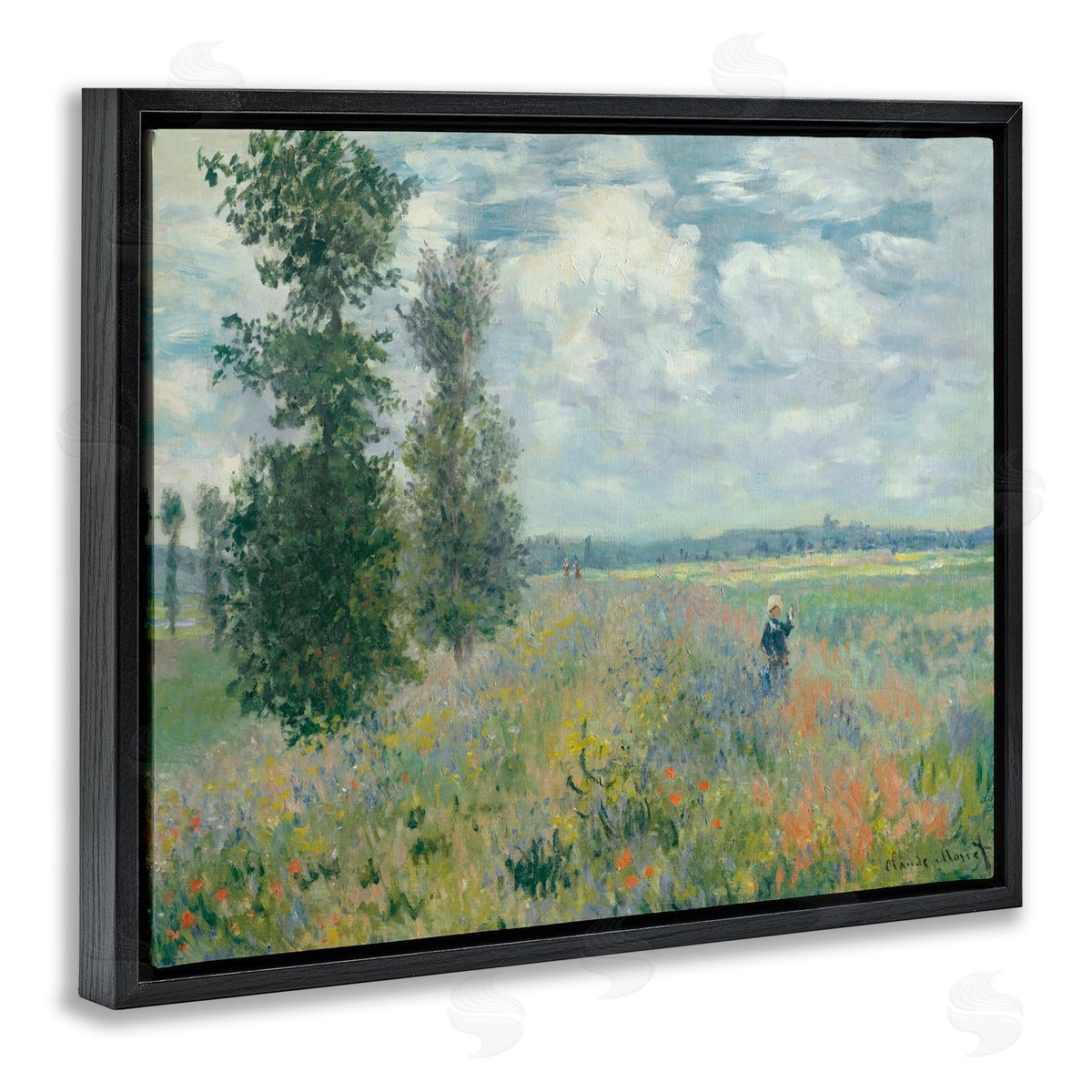 one1000paintings Classic Poppy Field Near Argenteuil Black Floating Frame Canvas Wall Art Print