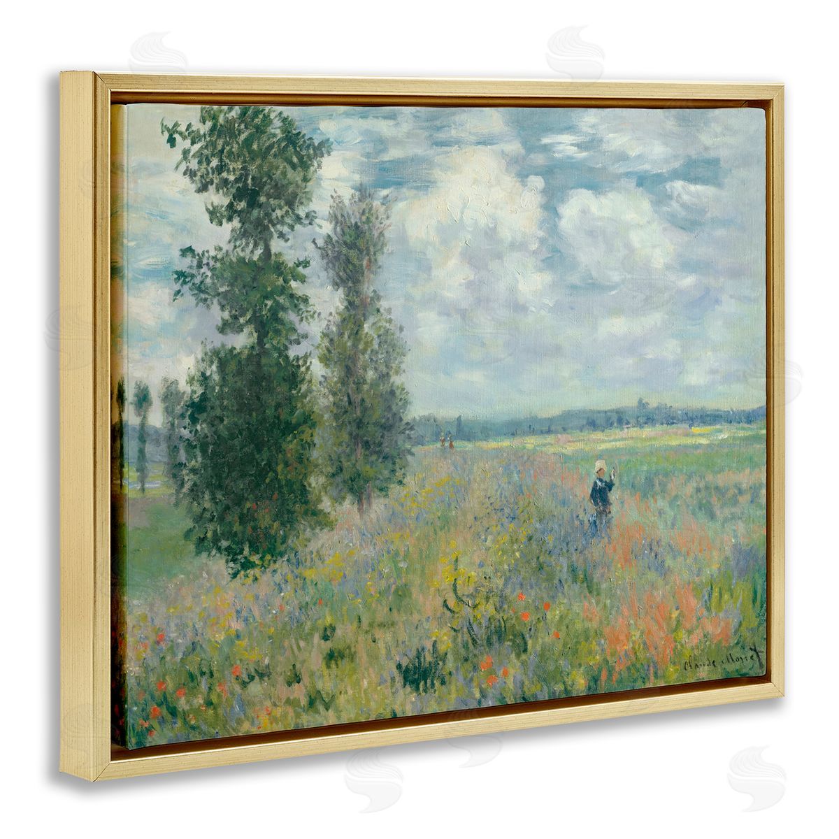 one1000paintings Classic Poppy Field Near Argenteuil Gold Floating Frame Canvas Wall Art Print