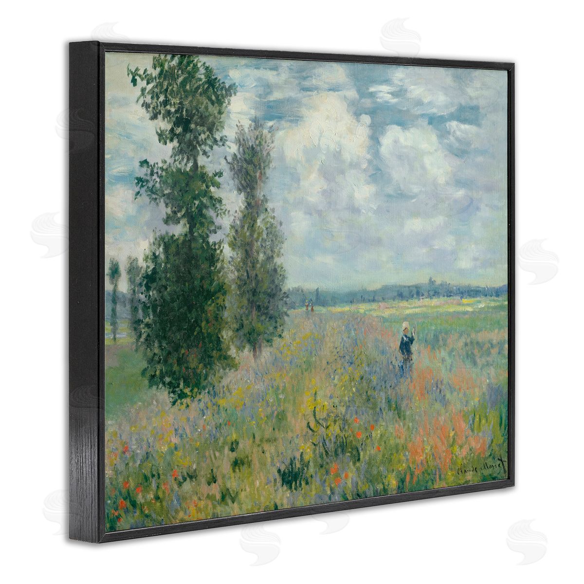 one1000paintings Classic Poppy Field Near Argenteuil Black Framed Giclee Wall Art Print