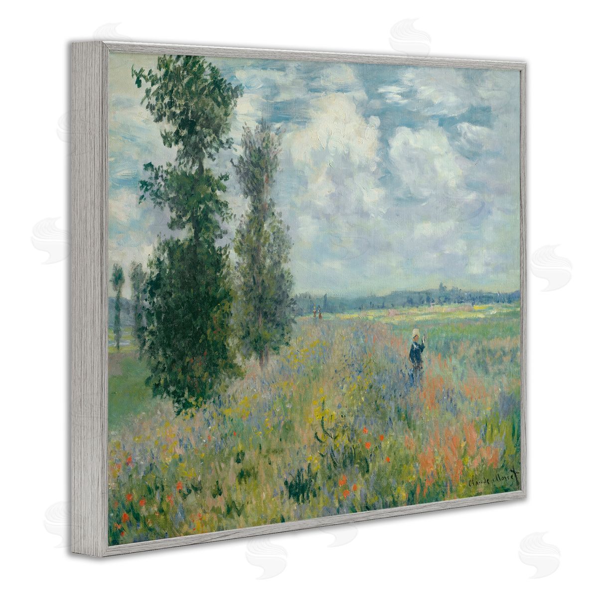 one1000paintings Classic Poppy Field Near Argenteuil Gray Framed Giclee Wall Art Print