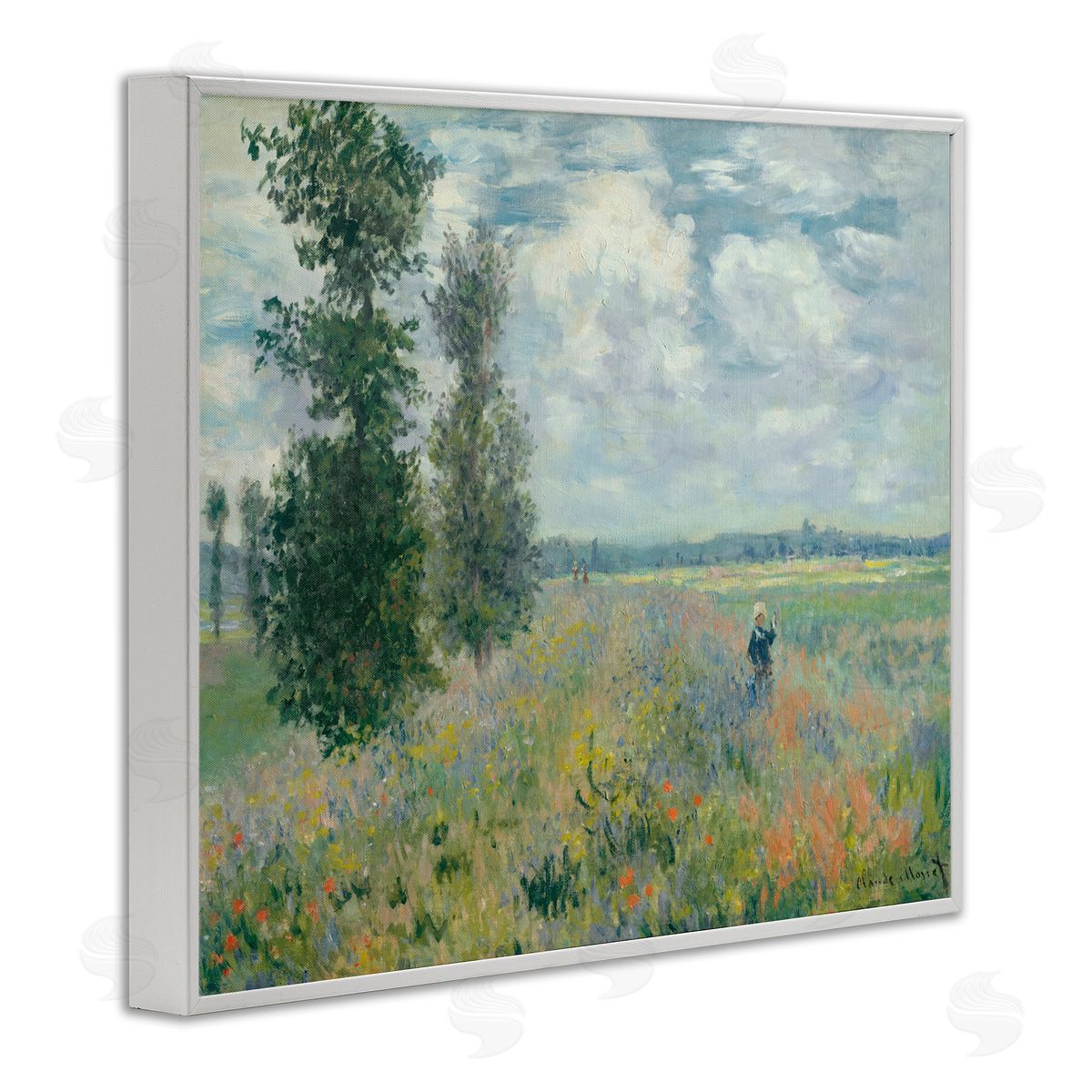one1000paintings Classic Poppy Field Near Argenteuil White Framed Giclee Wall Art Print