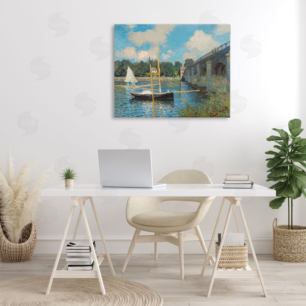 one1000paintings Classic River with Boats Sailing Canvas Wall Art Print in Room