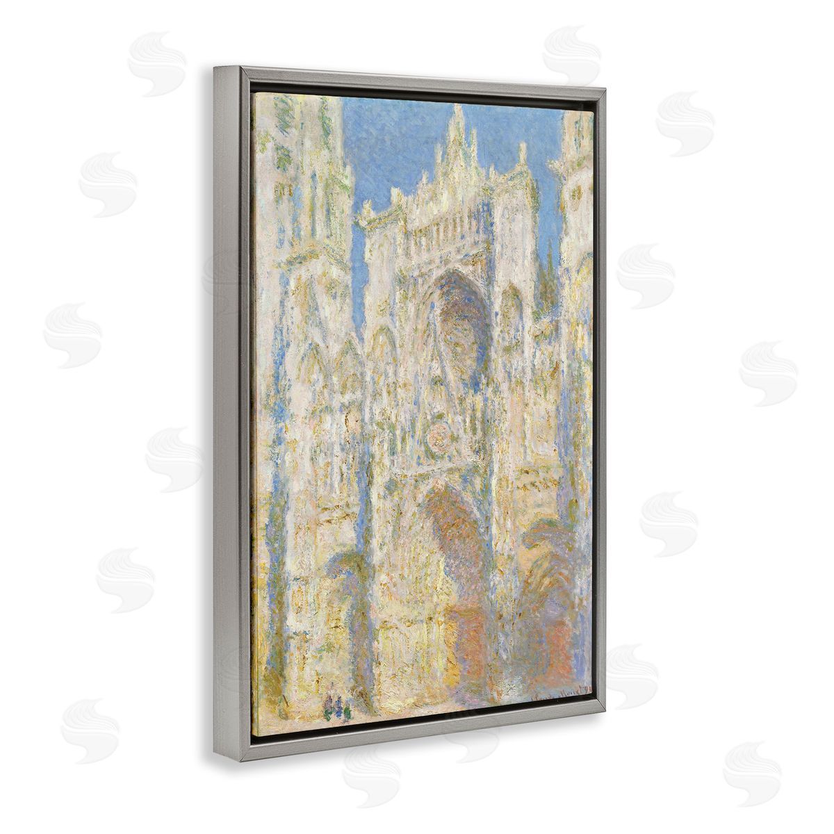 one1000paintings Classic Monet Cathedral Façade Gray Floating Frame Canvas Wall Art Print